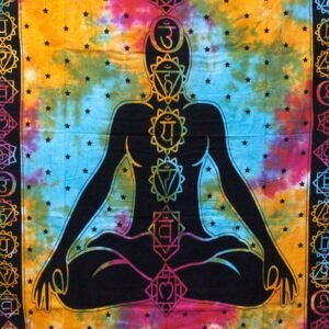 Enkelt Bomuldssengetæppe og Vægtæppe - Chakra Buddha 130cm x 200cm