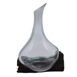 Smeltet Glas Mini Karaffel på Træ 20cm