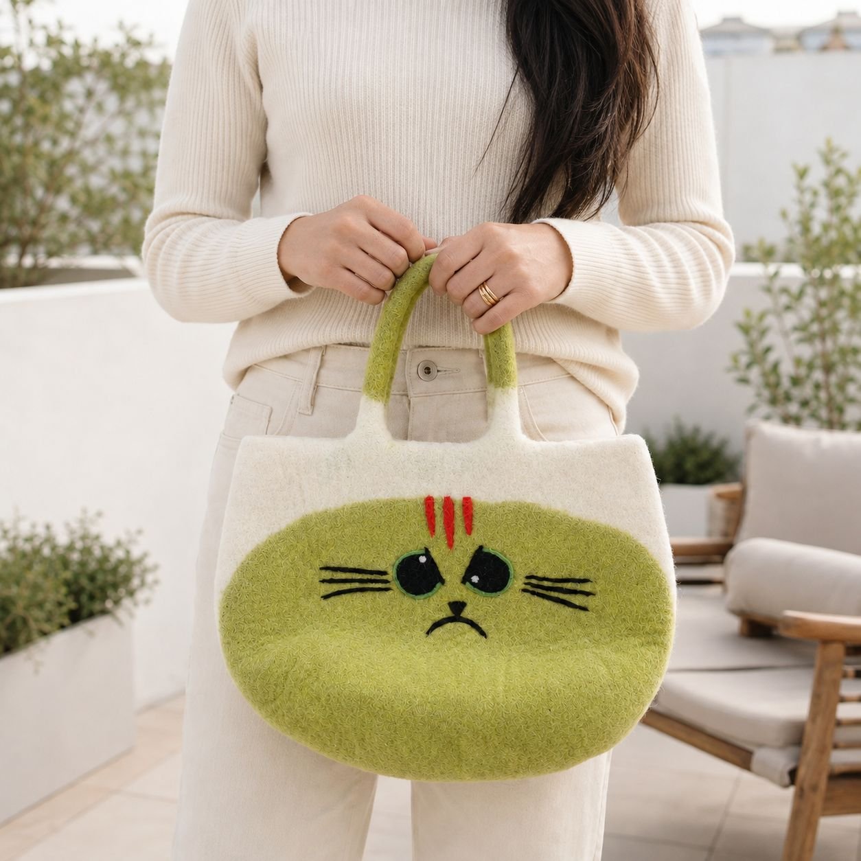 Stor Sur Kat Filttaske - Billede 4