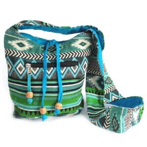 Jacquard Taske - Petroleumsblå Crossbody-taske