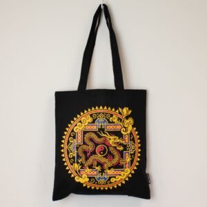 Iconic Classic Tote Bag - Dragon Yin & Yang - Sort 6oz