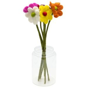 6x Filtblomster - Tusindfryd (assorterede farver)