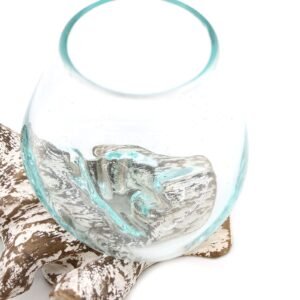 Smeltet Glas på Hvidkalket Træ - Medium Skål