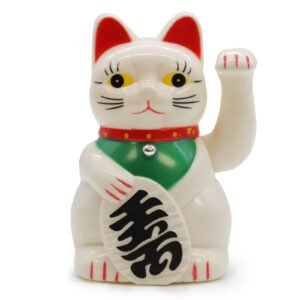 Hvid lykkekat - 15cm