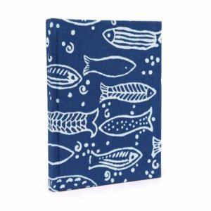 Bomuldsindbundne Notesbøger 20x15cm - 96 sider - Indigo Fisk