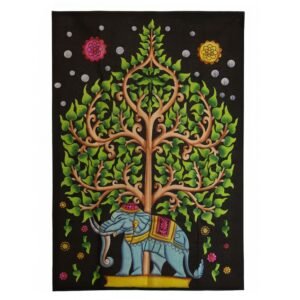 Bomulds Vægtæppe (70x110cm) - Elefant og Livets Træ