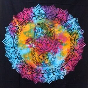 Dobbelt Bomuldssengetæppe og Vægtæppe - Sort Hamsa 230cm x 200cm