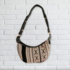 Jacquard hobo-taske - Grå Metro (sort rem)