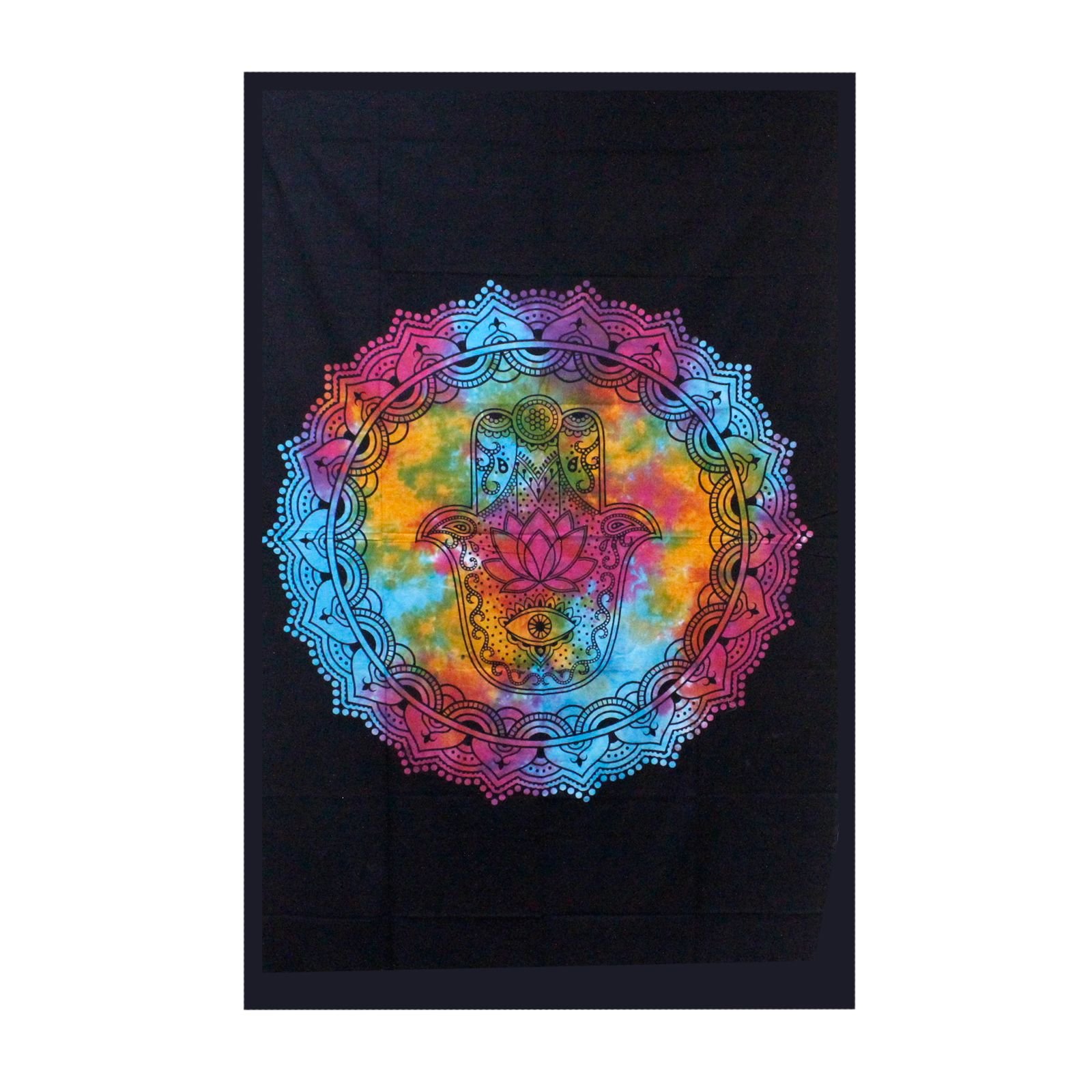 Enkelt Bomuldssengetæppe og Vægtæppe - Sort Hamsa 130cm x 200cm