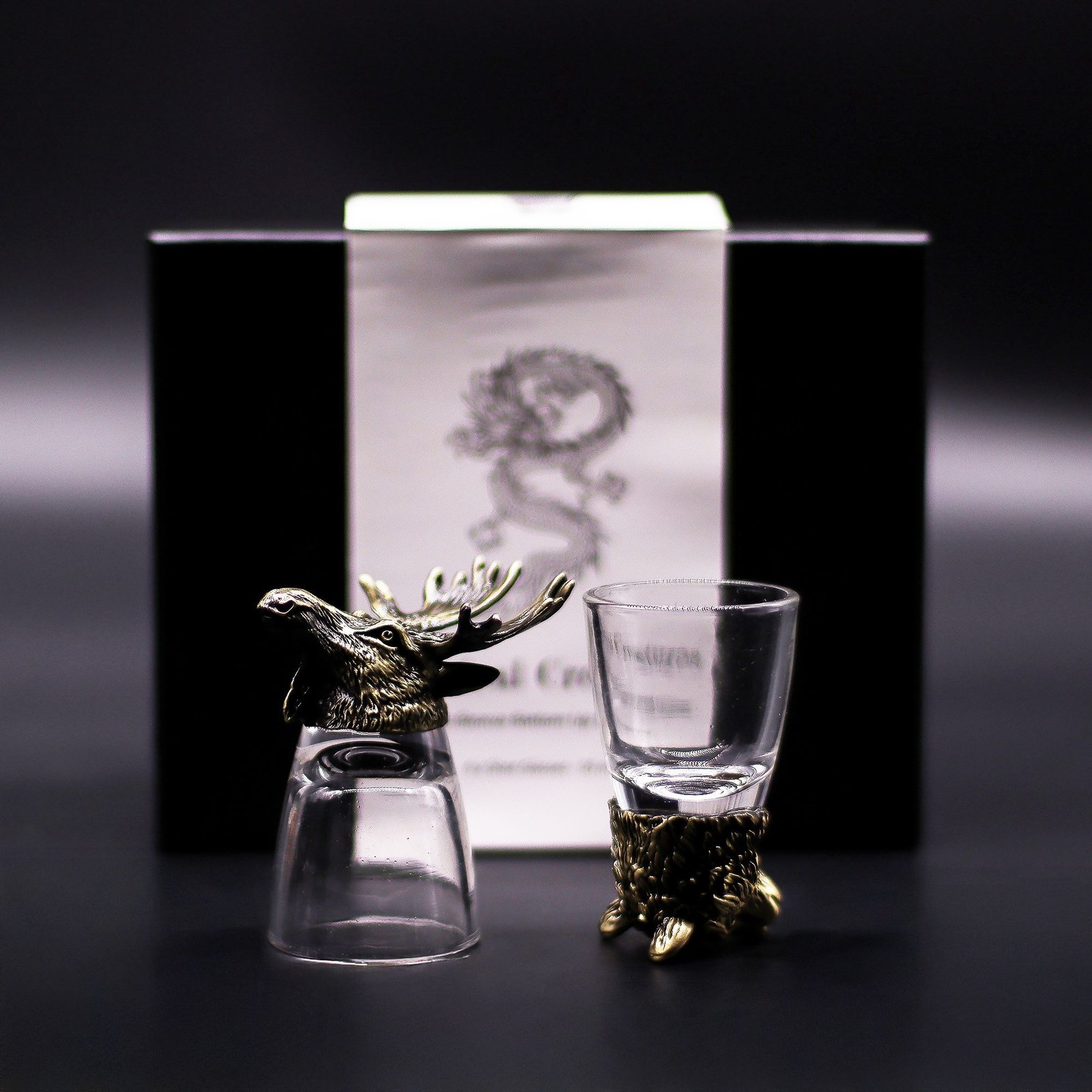 Gavesæt med 6 Shotglas (50ml) - Vilde Skovvæsener - Antik Bronze - Billede 2