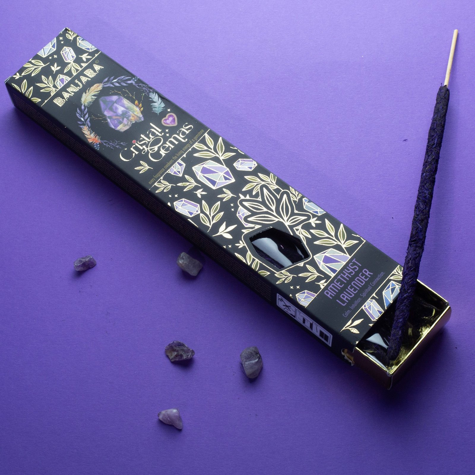 Banjara Cristal Gemas Røgelsespinde - Ametyst Lavendel - Billede 3