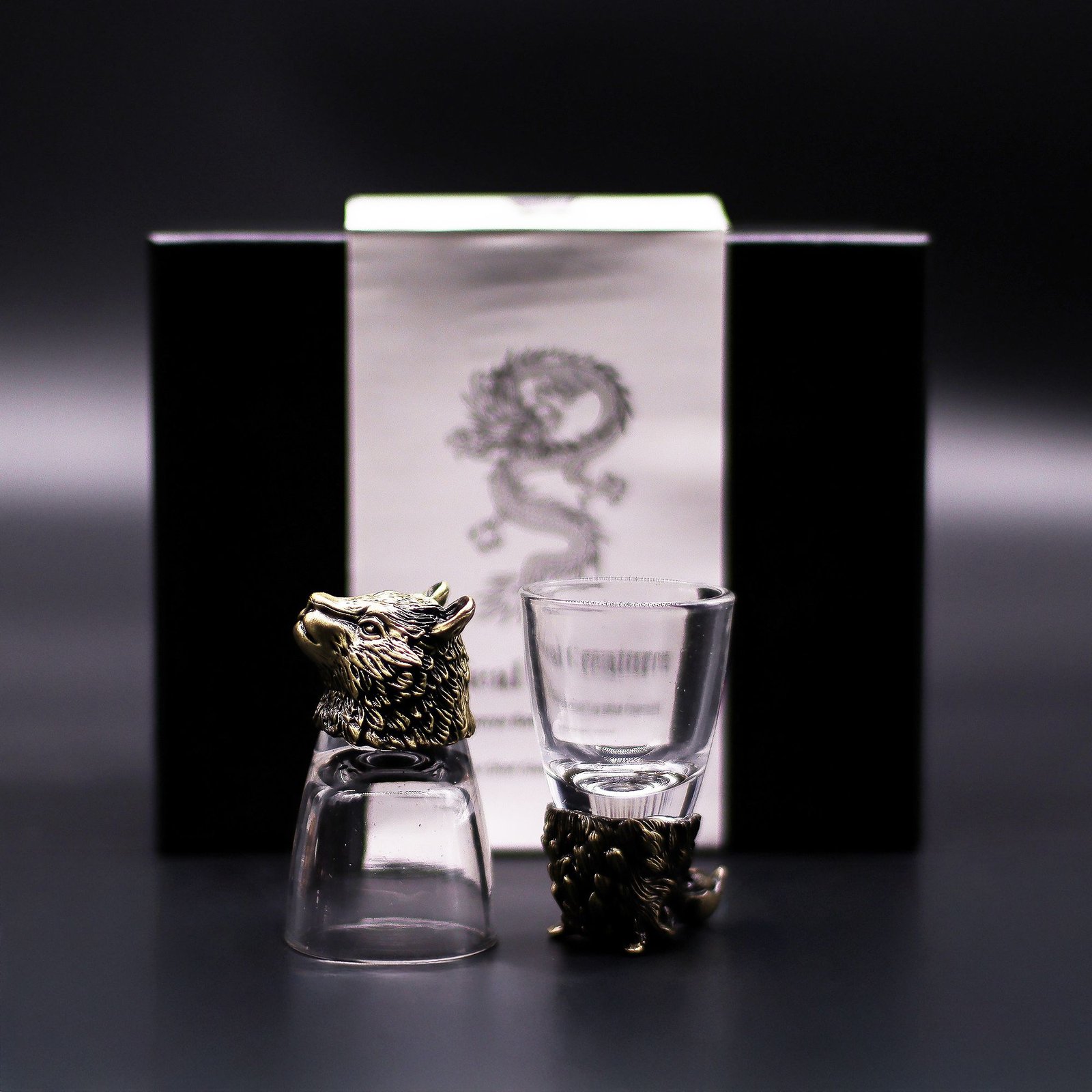 Gavesæt med 6 Shotglas (50ml) - Vilde Skovvæsener - Antik Bronze - Billede 3