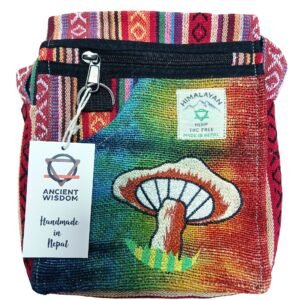 Hamp broderet svampe-festtaske - Orange svampe