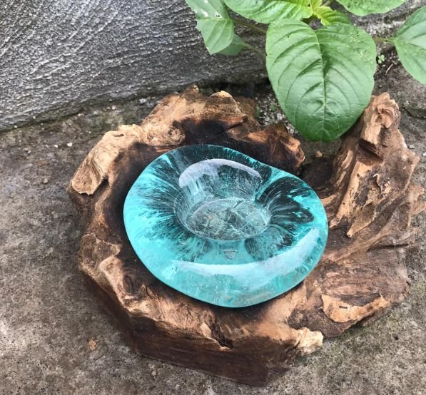 Smeltet Glas på Træ - Lysestage – billede 10