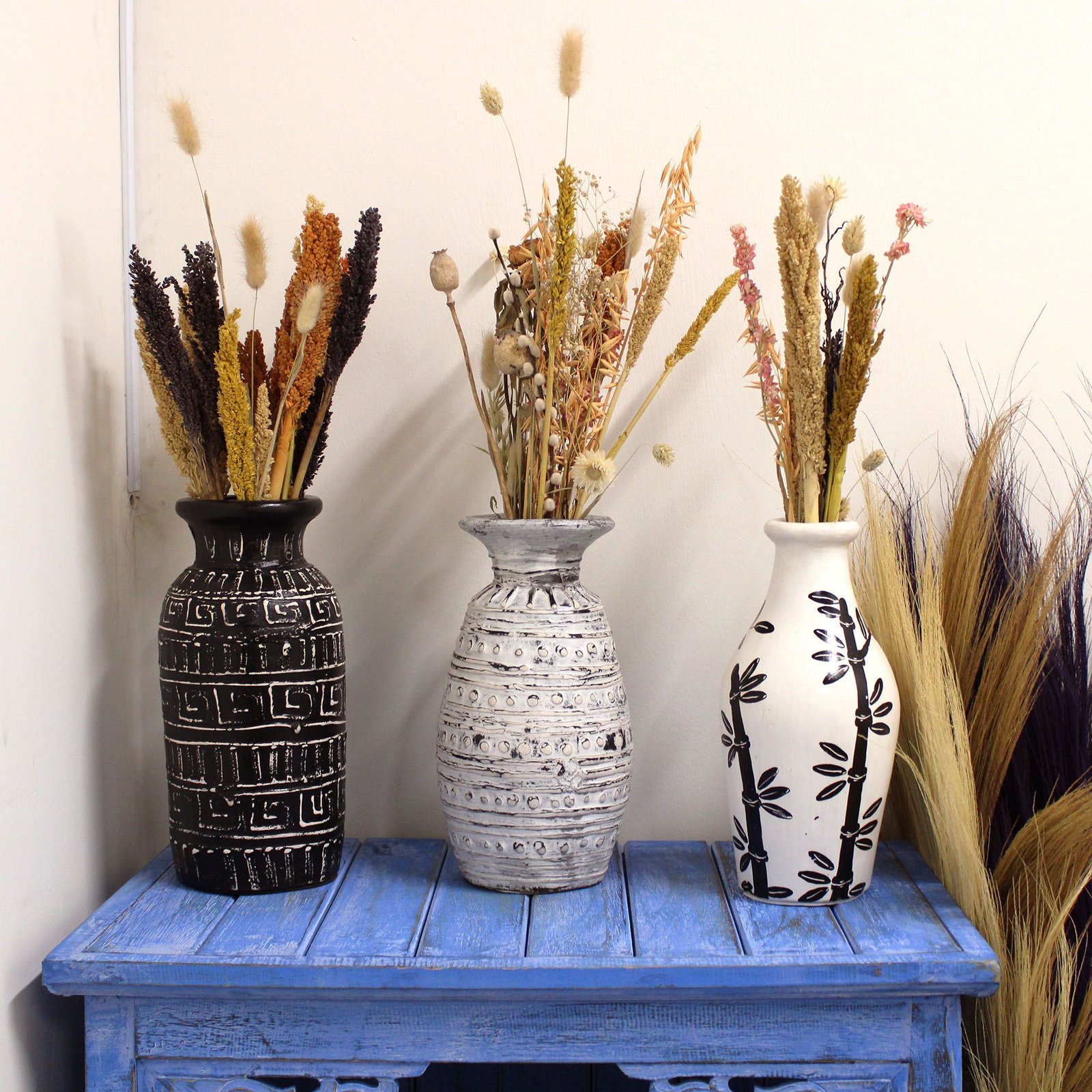 Bambusmotiv Lige Vase - Naturlig - Billede 5