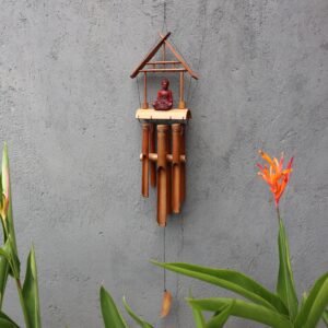 Bambus Vindspil - Naturlig Finish - Brun Buddha 6 Rør