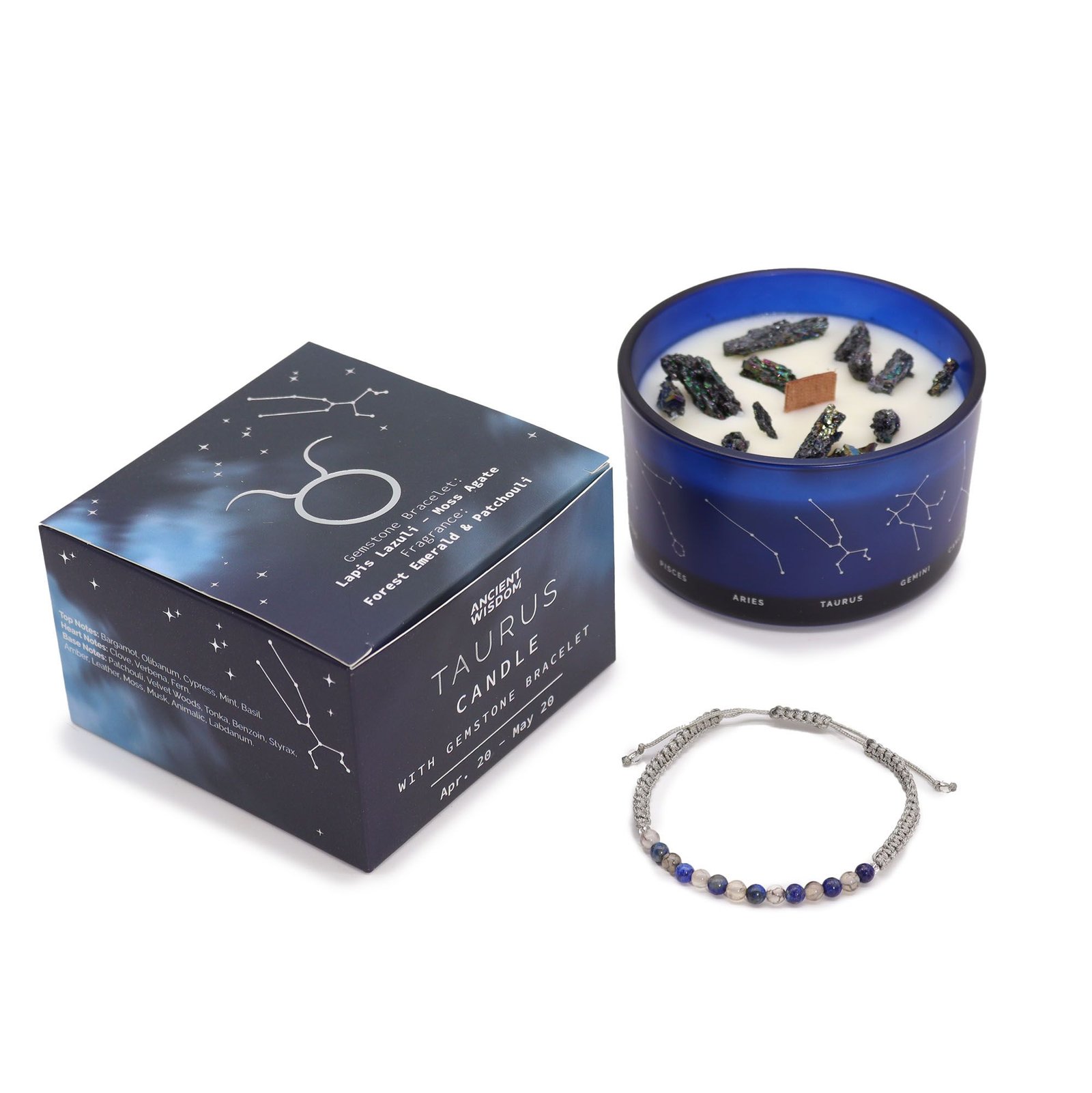 Zodiac Crystal Candle with Gemstone Bracelet - Taurus - Billede 4
