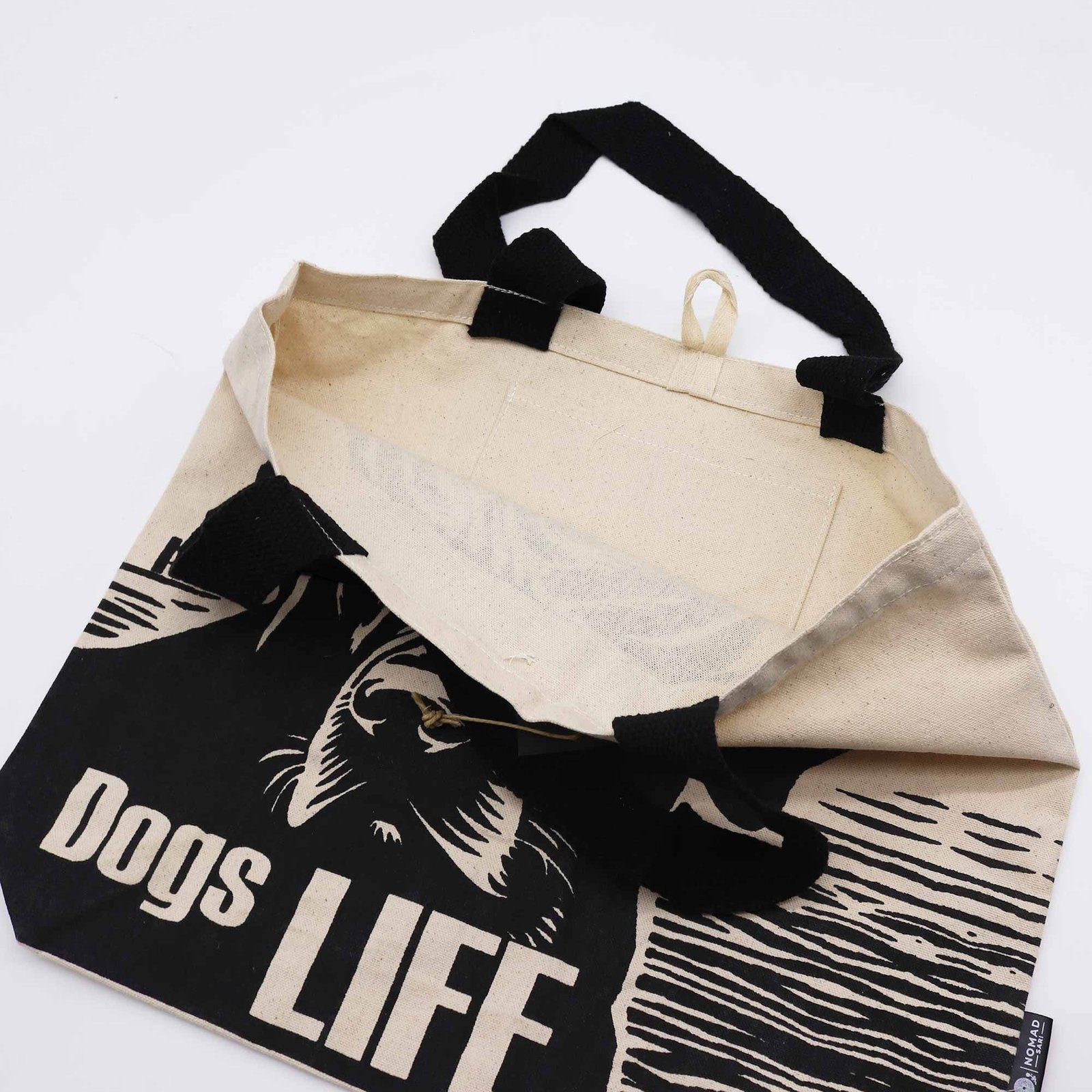 Nomad Sari Iconic Classic Tote Bag - It's a Dogs Life - Hvid 10oz - Billede 5