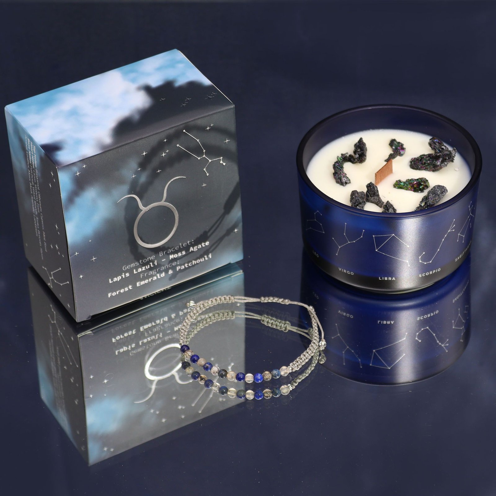 Zodiac Crystal Candle with Gemstone Bracelet - Taurus - Billede 5