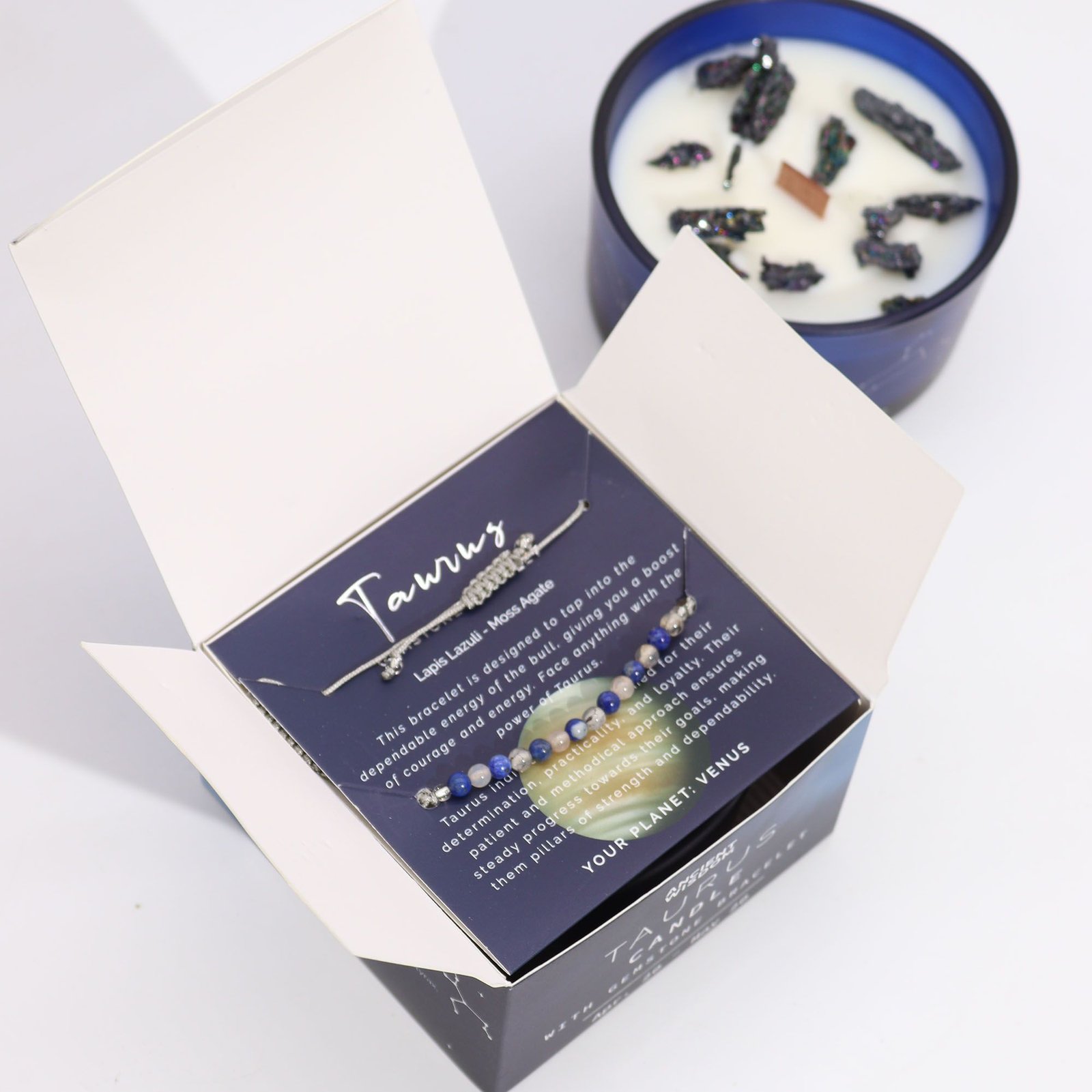 Zodiac Crystal Candle with Gemstone Bracelet - Taurus - Billede 3