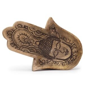 Lang Bakke 30x20.5x2.5cm - Hamsa-form med Buddha Sort Graveret