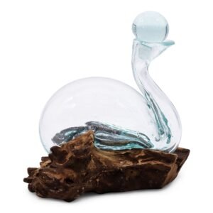 Smeltet Glas Ande-Karaffel på Træ med Prop 19cm