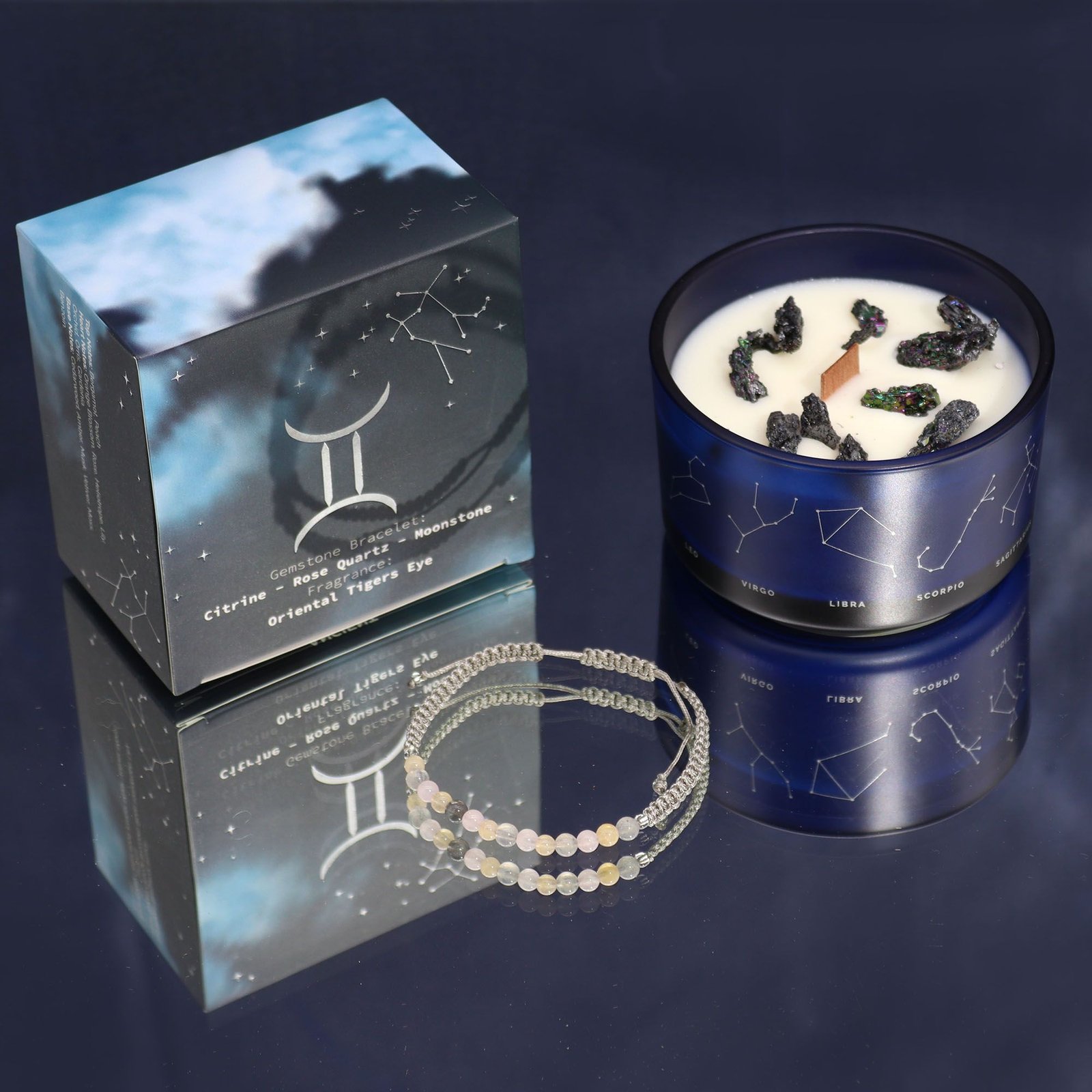 Zodiac Crystal Candle with Gemstone Bracelet - Gemini - Billede 6