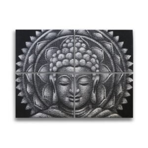 Grå Buddha Mandala Brokade-detalje 30x40cm x 4