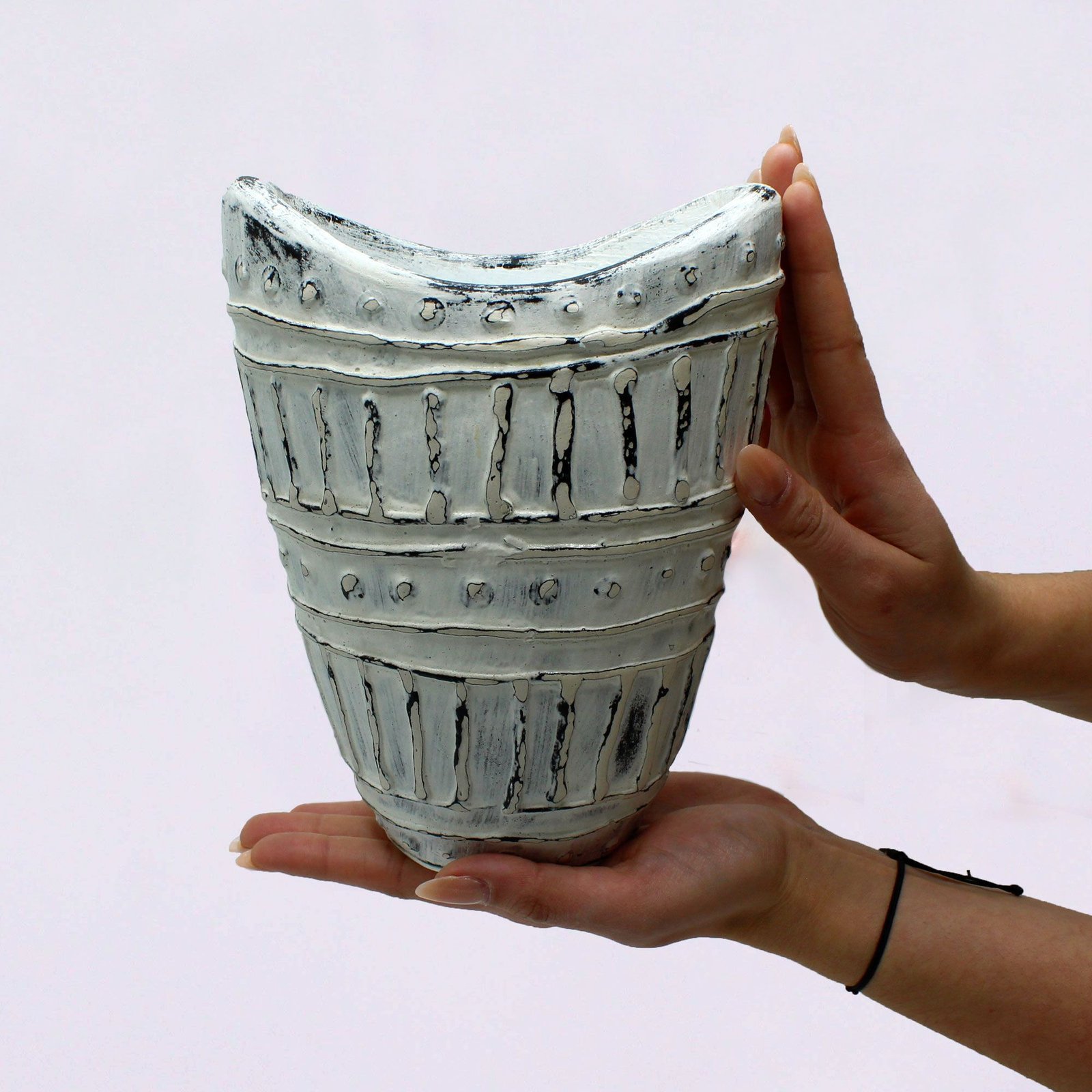 Vase med Bred Hals - Creme 22cm