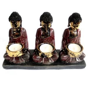 Antik Buddha - Tre Tilbedere Lysestage