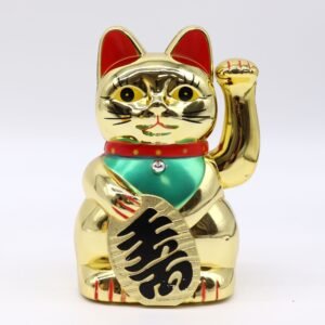 Ekstra guldbelagt lykkekat - 15cm
