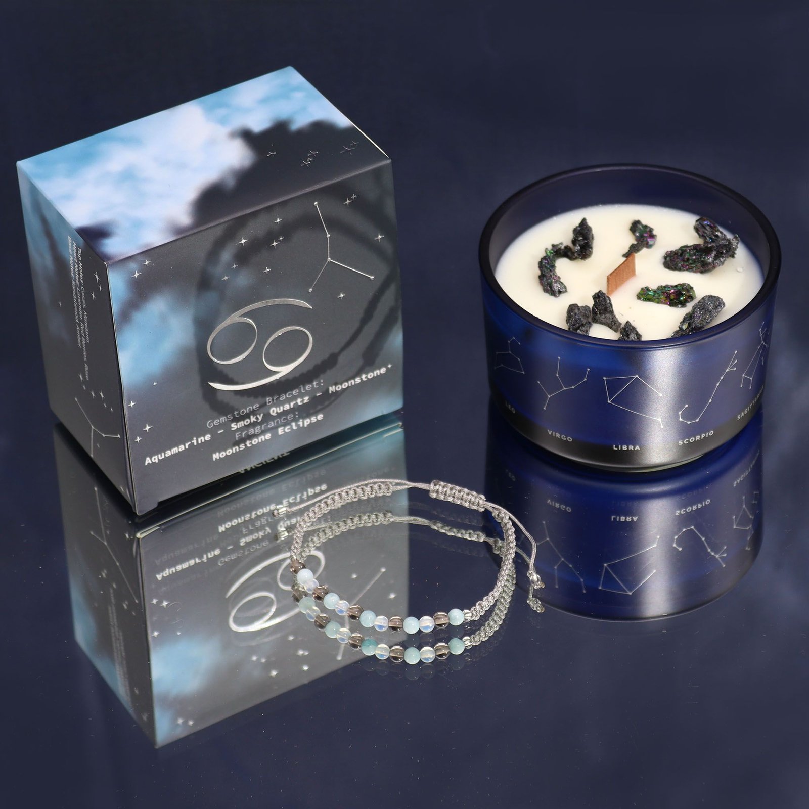 Zodiac Crystal Candle with Gemstone Bracelet - Cancer - Billede 6