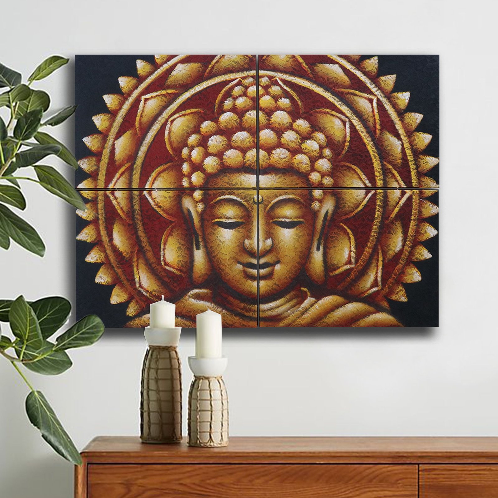 Guld Buddha Mandala Brokade-detalje 30x40cm x 4 - Billede 3