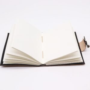 Læder-journal med ulinjeret papir – Journey (7x5") – Mørkebrun