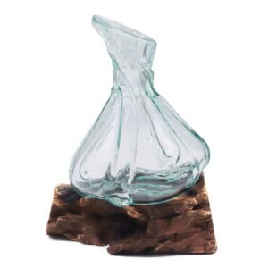 Smeltet Glas Fancy Mini Karaffel på Træ 24cm