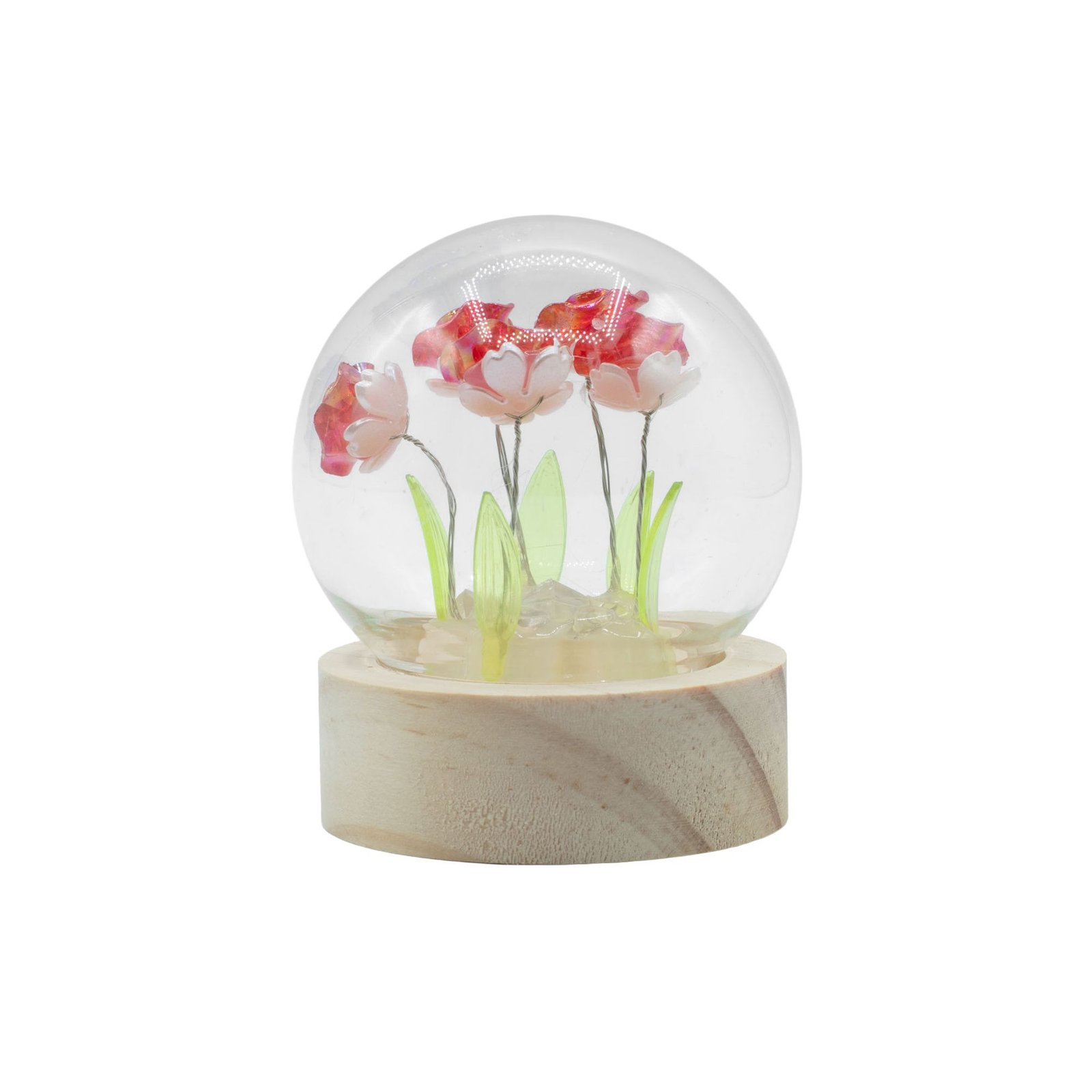 Blomster Glow Havekuppel - 5 Røde Roser - LED Batteri - Billede 4