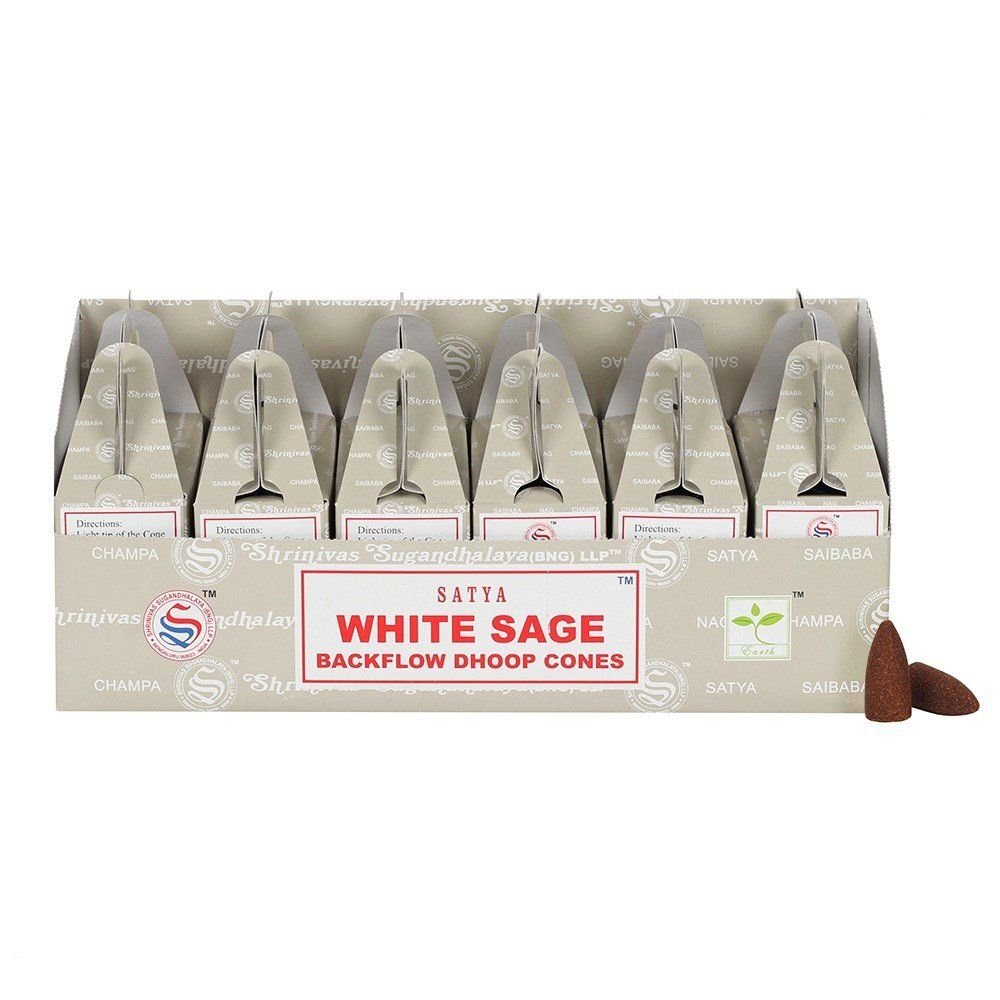 Satya Backflow Dhoop-kegler - Hvid Salvie (24 stk.) - Billede 3