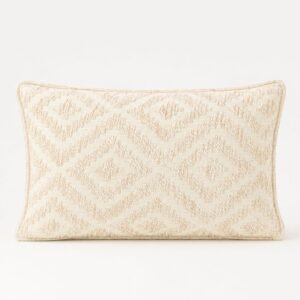 Klassisk Pudebetræk - Neutral Geometrisk Creme - 30x50cm - Lumbar Stil