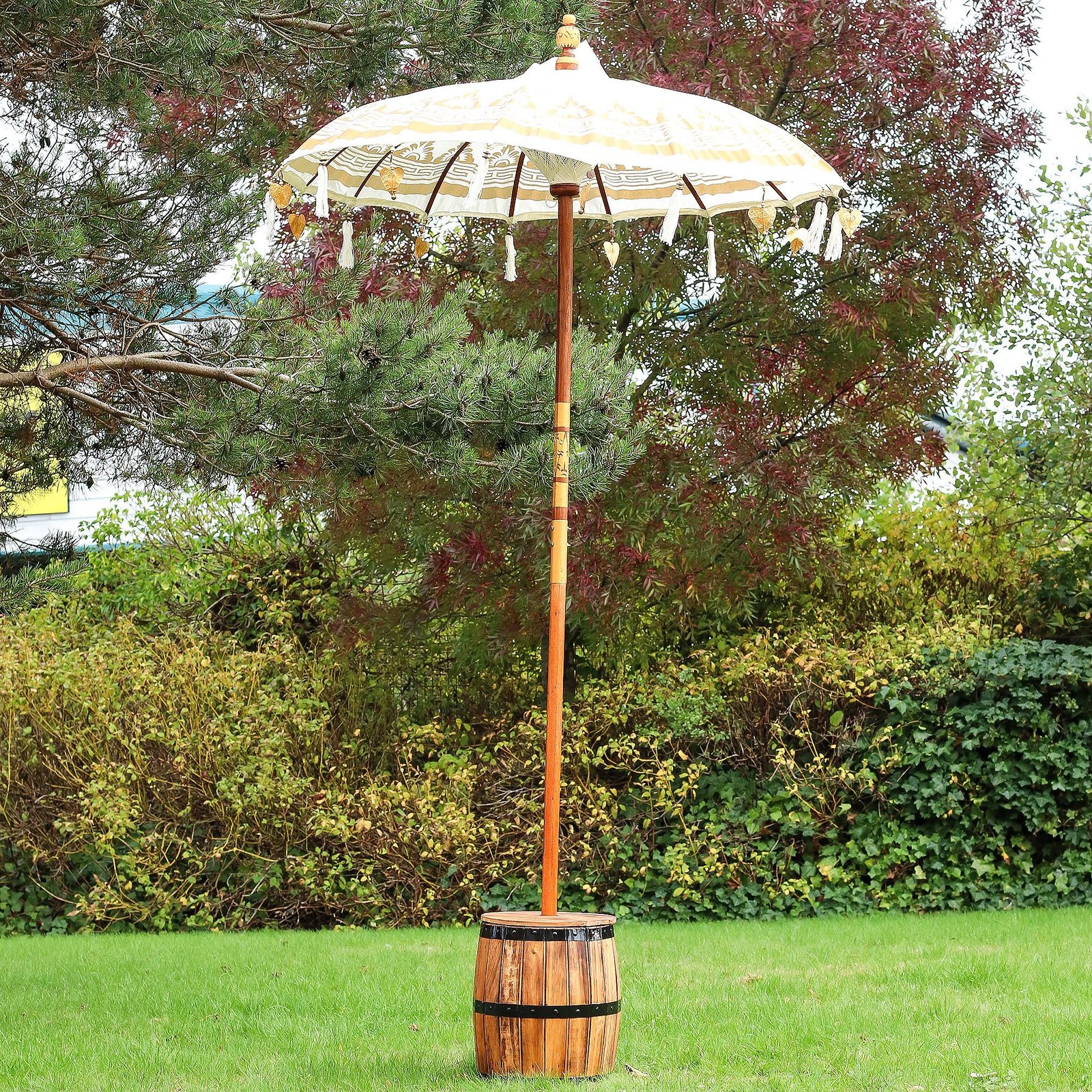 Bali Terrasseparasol - Sejldug - Natur Dekor - 1,5m - Billede 6