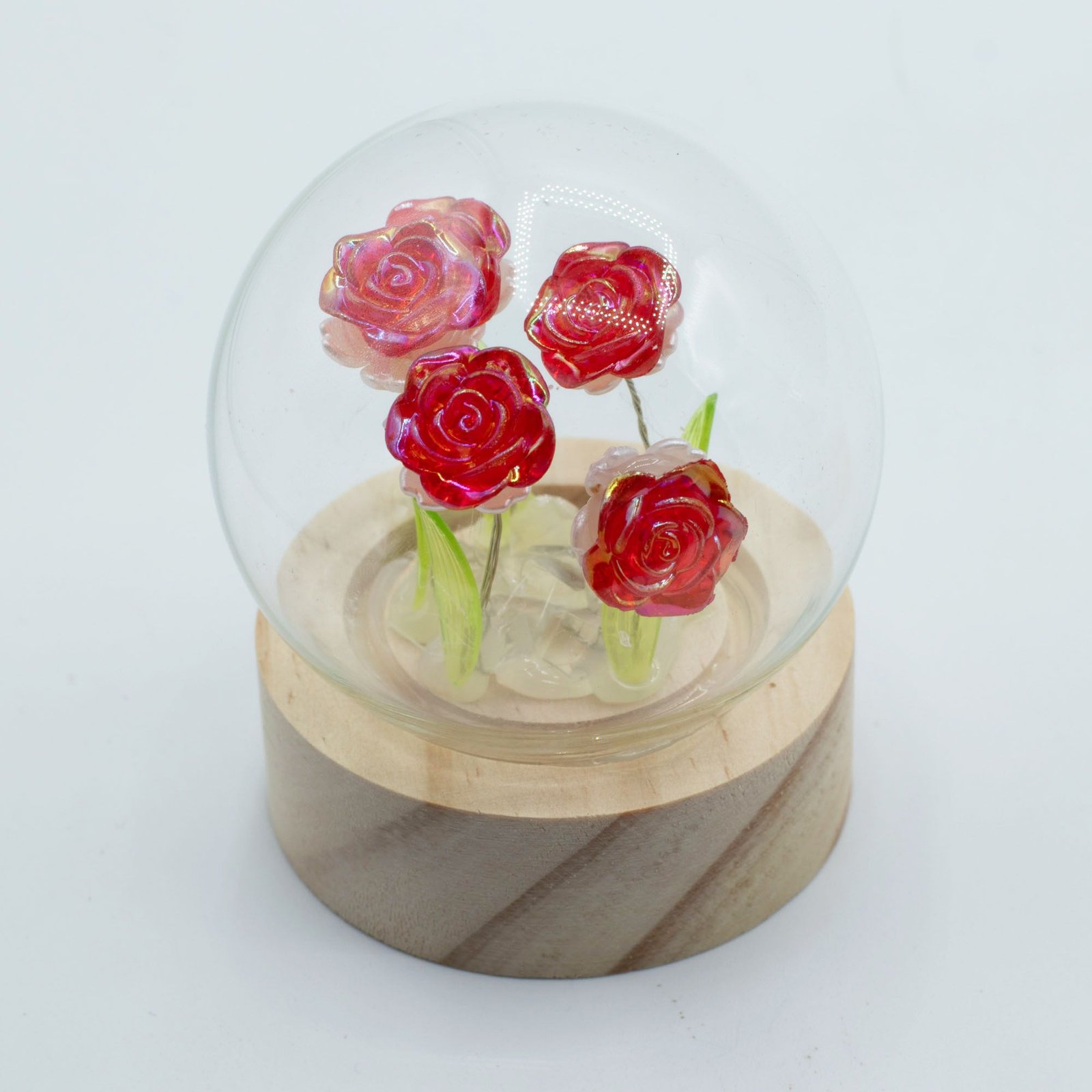 Blomster Glow Havekuppel - 5 Røde Roser - LED Batteri