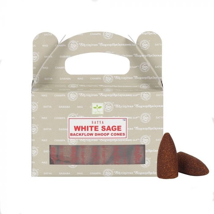 Satya Backflow Dhoop-kegler - Hvid Salvie (24 stk.) - Billede 2
