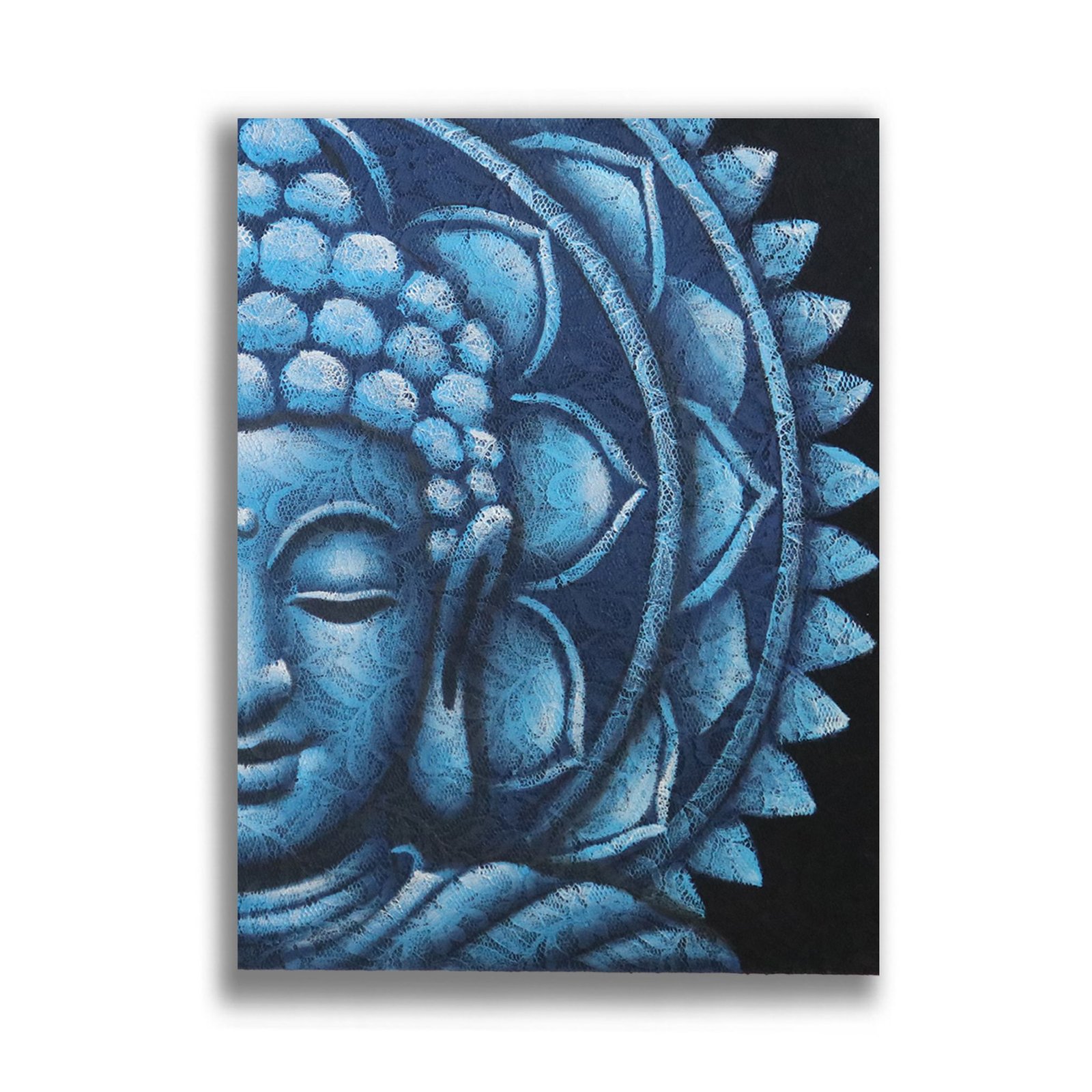 Blå Halv Buddha Mandala 60x80cm - Billede 3