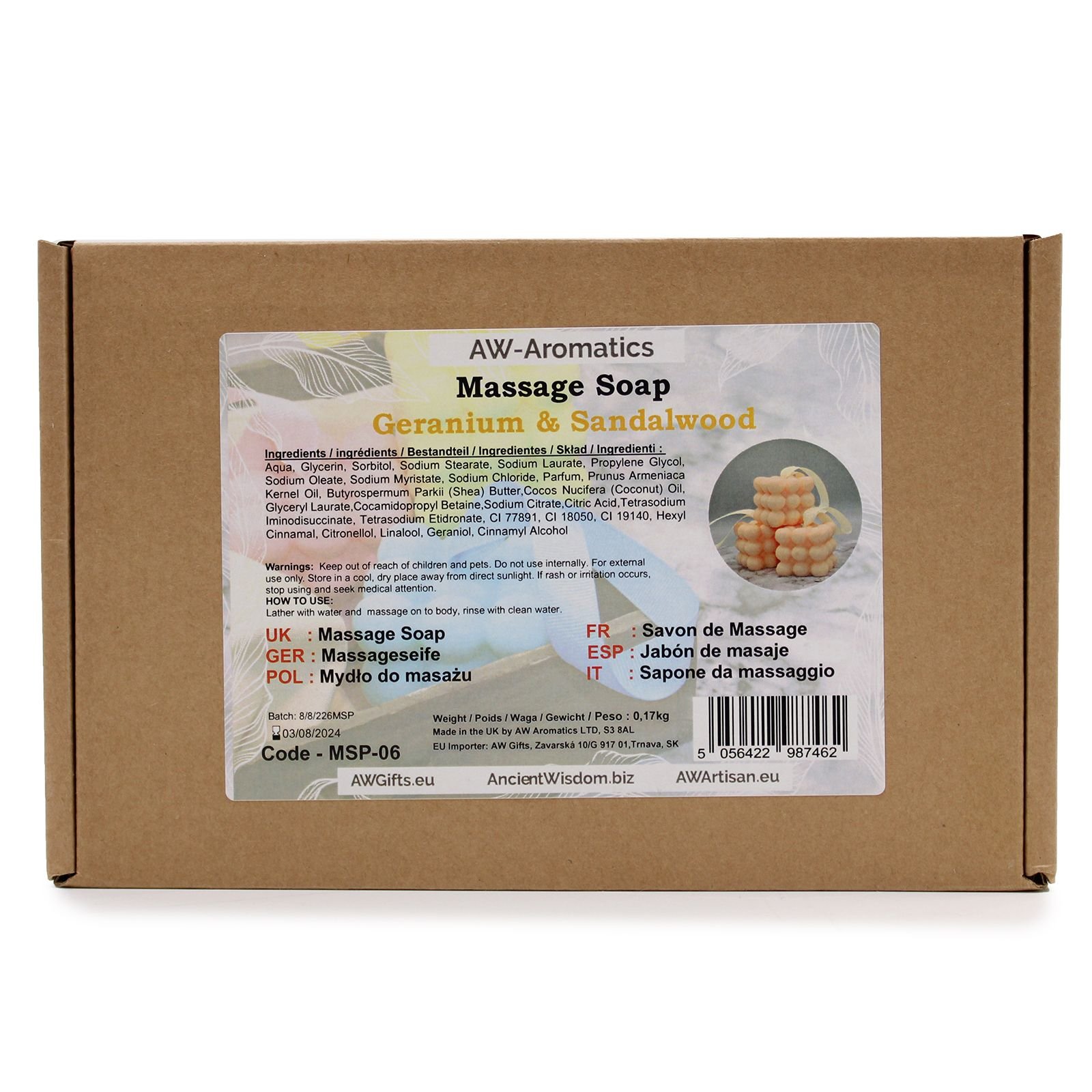 Massagesæbe med snor – Geranium & Sandalwood - Billede 3